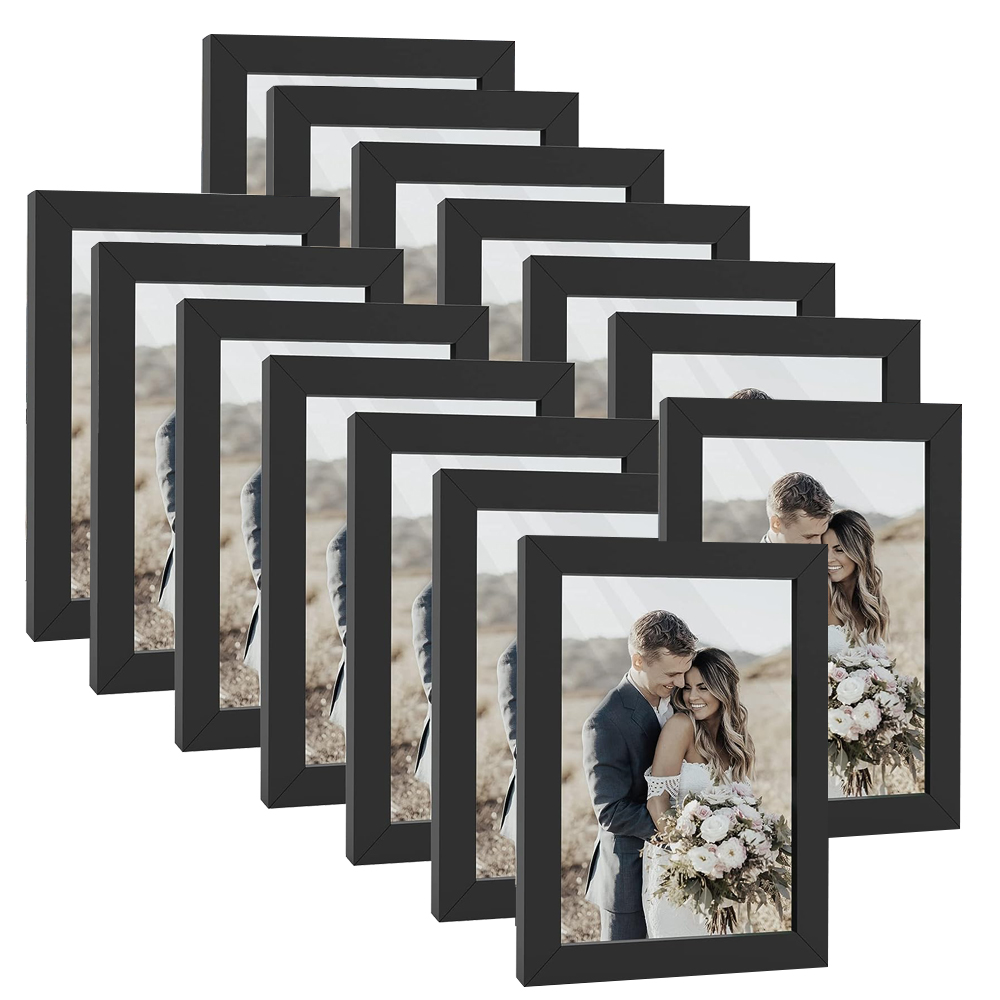 Engraved Wood Frame - 14 ชิ้น 4x6 นิ้วกรอบรูป, กรอบรูปไม้ไม่มีแผ่น, โต๊ะหรือผนังสําหรับพิมพ์,