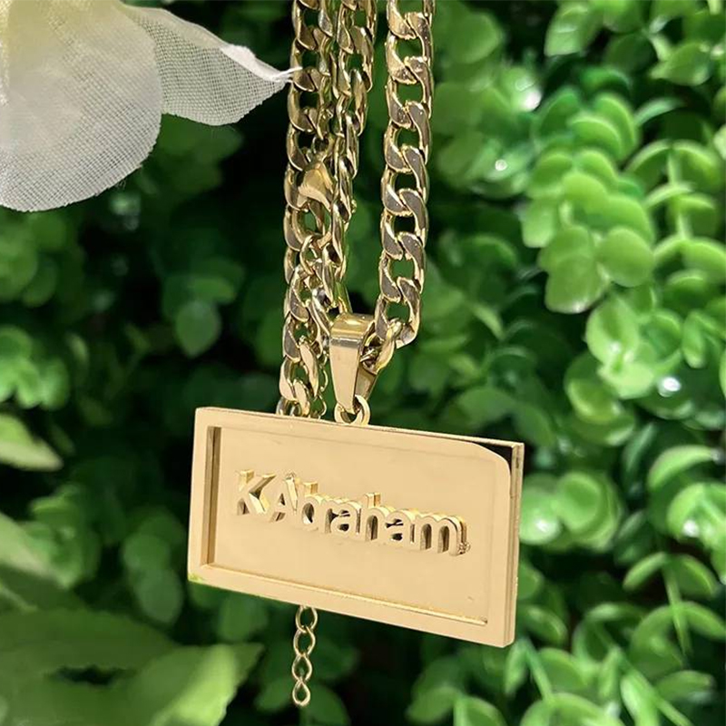 Name Necklace Custom - สร้อยคอแนวฮิปฮอปสำหรับผู้ชายผู้หญิงสร้อยคอเชื่อมสองชั้นทำจากสเตนเลสสตีลหนาลายคลื่นฟิกาโรเป็นของขวัญตามต้องการ