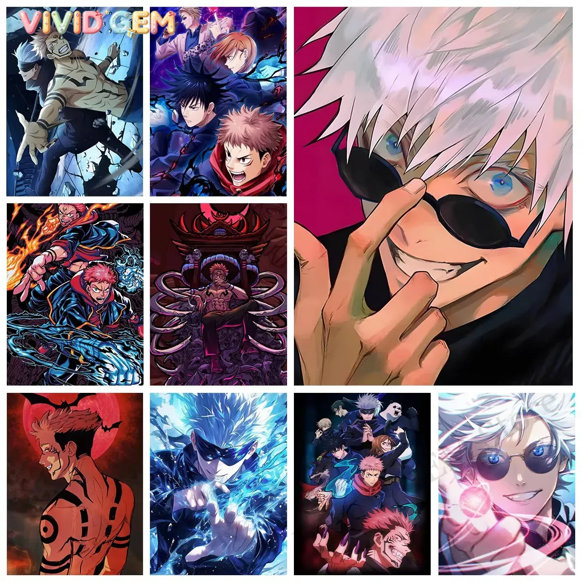 Photo Mosaic Print - VIVID GEM ภาพเพชรจิตรกรรม จูจุตสึ ไคเซ็น โกโจ