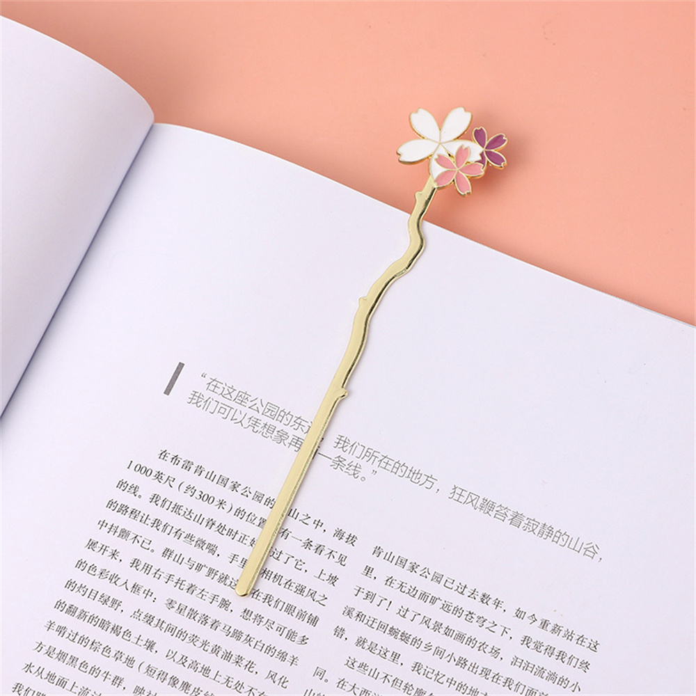 Dried Flower Bookmark - ที่คั่นหนังสือซากุระโลหะที่คั่นหนังสือดอกไม้ที่สร้างสรรค์ที่คั่นหนังสือผู้ช่วยอ่านหนังสือเครื่องเขียนที่สวยงามอุปกรณ์สำนักงาน