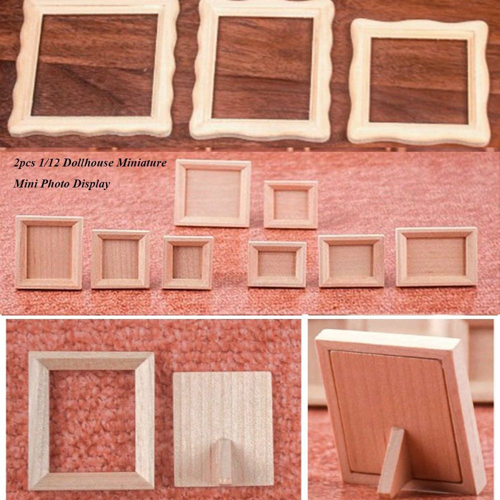 Engraved Wood Frame - 2pcs ใหม่ 1/12 Dollhouse Miniature กรอบรูปกรอบรูปไม้