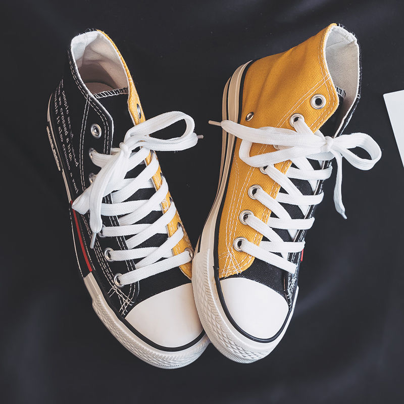 Vans Shoes Old Skool - รองเท้าผ้าใบผู้หญิงสองสีน่ารัก รุ่นปี 2026 สีดำ หุ้มข้อสูง สไตล์สปอร์ต